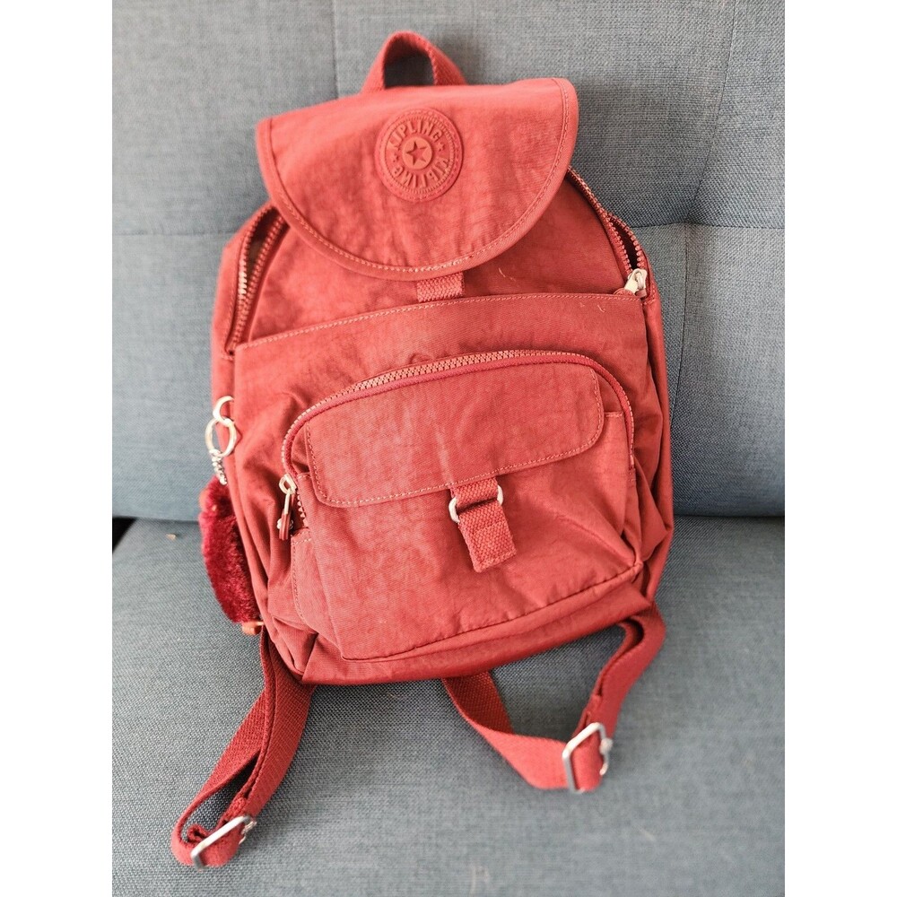 Kipling Backpack SMALL MINI Raspberry Color + Monkey Sven +Keychain